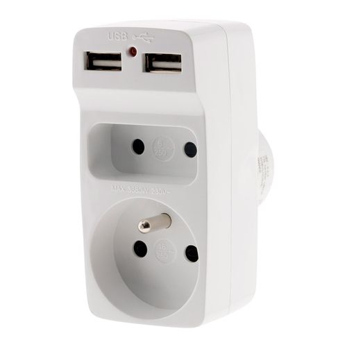 Multiprise Biplite 2p 6a + 2p+t 16a + Chargeur USB - Zenitech