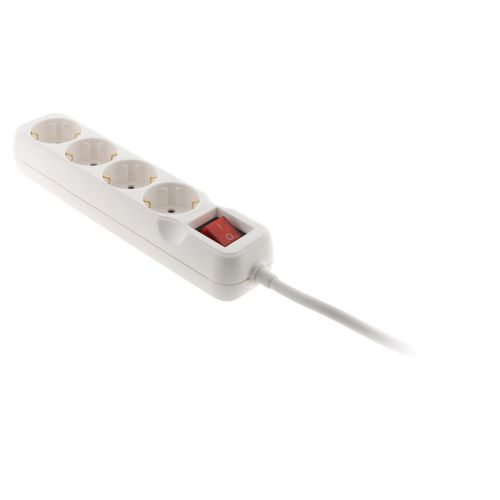 Multiprise Schuko + Interrupteur 4x16a - 1,4m - Blanc - Zenitech
