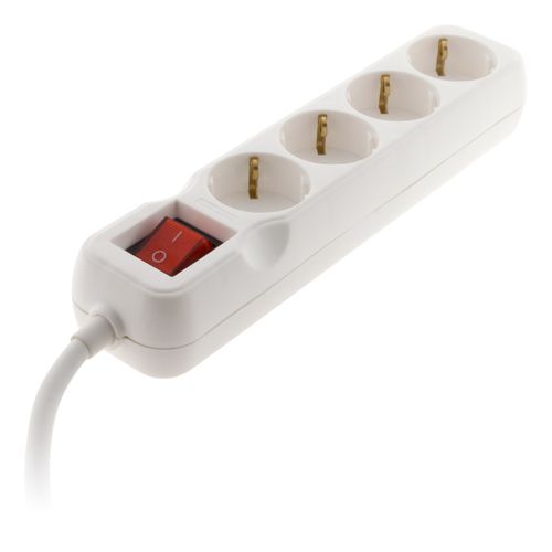 Multiprise Schuko + Interrupteur 4x16a - 1,4m - Blanc - Zenitech
