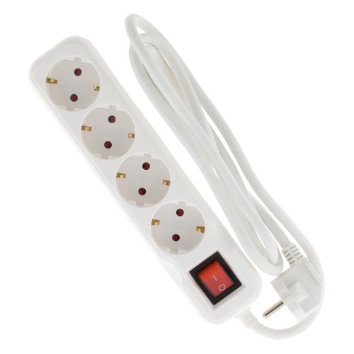 Multiprise Schuko + Interrupteur 4x16a - 1,4m - Blanc - Zenitech
