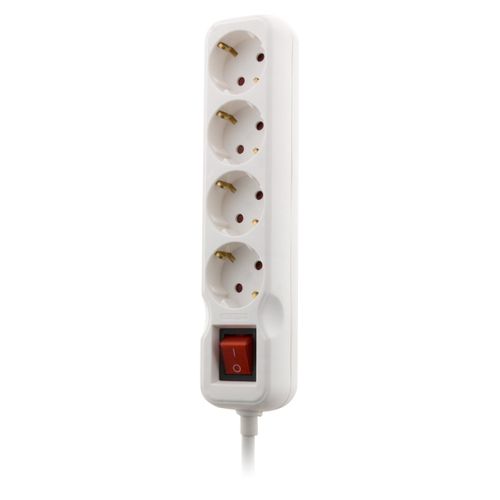 Multiprise Schuko + Interrupteur 4x16a - 1,4m - Blanc - Zenitech