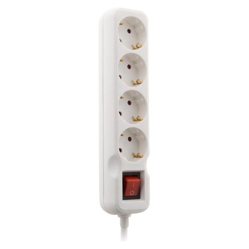Multiprise Schuko + Interrupteur 4x16a - 1,4m - Blanc - Zenitech