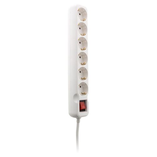 Multiprise Schuko + Interrupteur 6x16a - 1,4m - Blanc - Zenitech