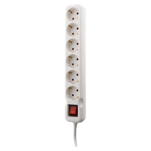 Multiprise Schuko + Interrupteur 6x16a - 1,4m - Blanc - Zenitech