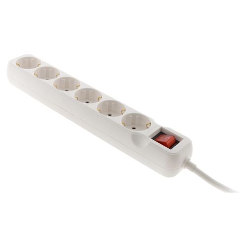 Multiprise Schuko + Interrupteur 6x16a - 1,4m - Blanc - Zenitech