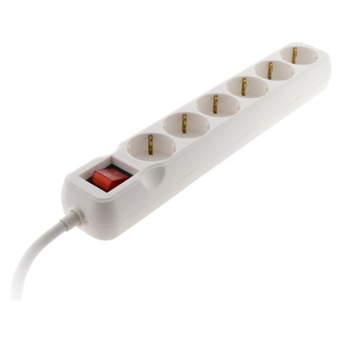 Multiprise Schuko + Interrupteur 6x16a - 1,4m - Blanc - Zenitech