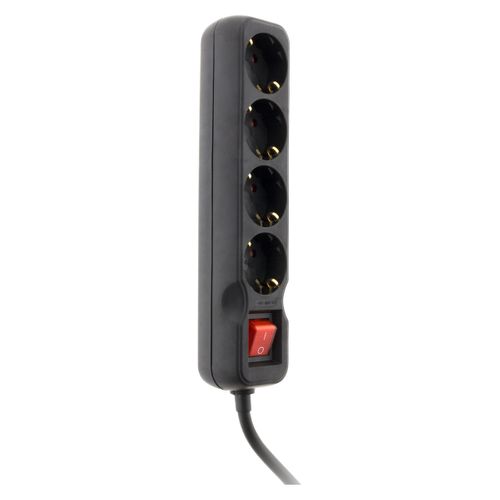 Multiprise Schuko + Interrupteur 4x16a - 1,4m - Noir - Zenitech