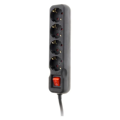 Multiprise Schuko + Interrupteur 4x16a - 1,4m - Noir - Zenitech