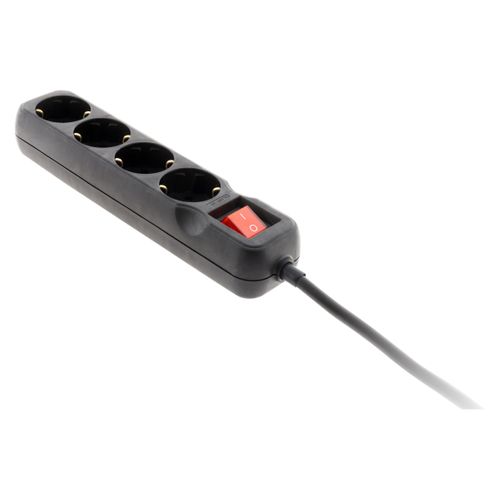 Multiprise Schuko + Interrupteur 4x16a - 1,4m - Noir - Zenitech