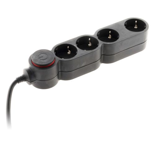 Multiprise Schuko 4x16a + Interrupteur - 1,5m - Noir - Zenitech