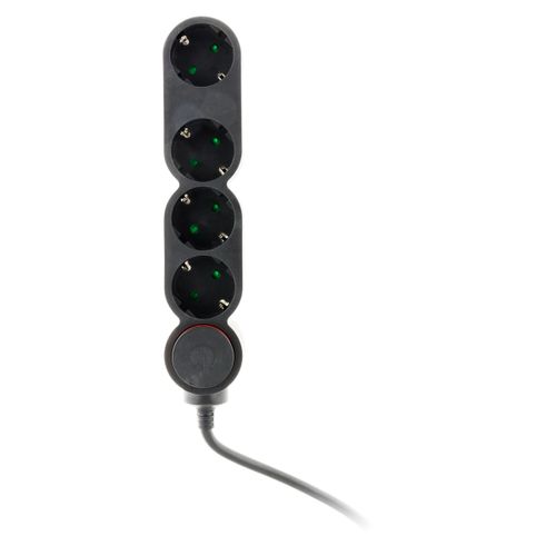 Multiprise Schuko 4x16a + Interrupteur - 1,5m - Noir - Zenitech