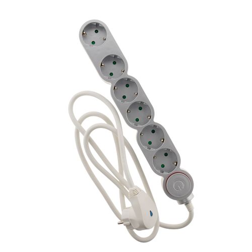 Multiprise + Interrupteur 6 Prises Schuko 16a - Gris - Zenitech