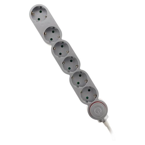 Multiprise + Interrupteur 6 Prises Schuko 16a - Gris - Zenitech