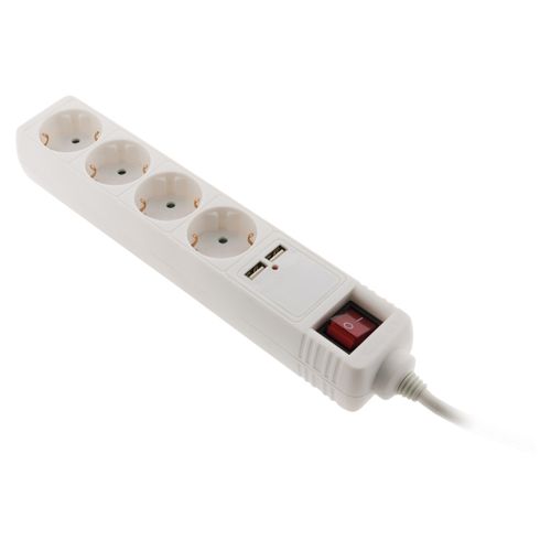 Multiprise Schuko 4x16a + 2 USB-a - Blanc - Zenitech