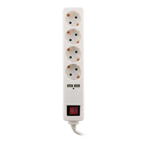 Multiprise Schuko 4x16a + 2 USB-a - Blanc - Zenitech