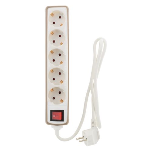 Multiprise 5 Prises Schuko 16a + Interrupteur - Taupe - Zenitech