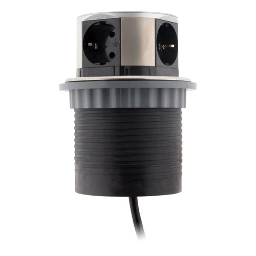 Multiprise Encastrable Schuko 3 Prises + 2 USB-a - Blanc/noir - Otio