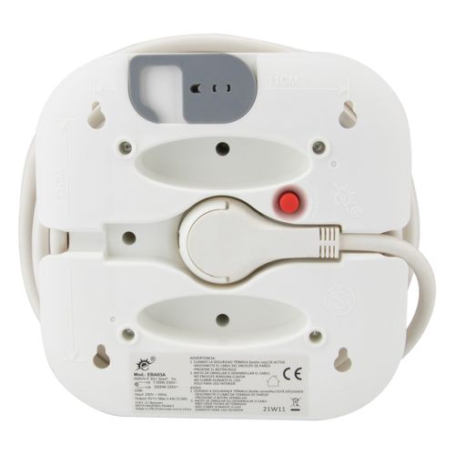 Enrouleur Domestique 3 Prises Schuko + 2 USB 2,4a 7m - Blanc - Zenitech