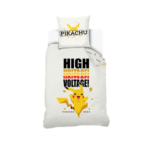 Housse De Couette Pokemon Pikachu High Voltage 140x200 Cm - 100% Coton