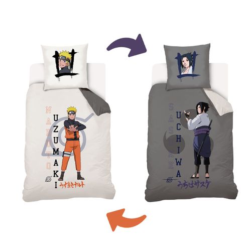 Housse De Couette Naruto Shippuden Naruto Et Sasuke 140x200 Cm - 100% Coton