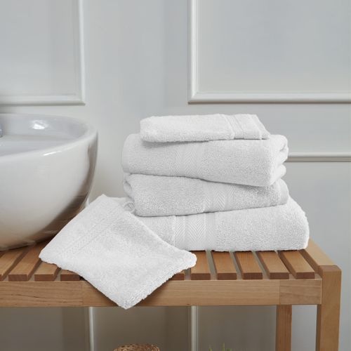 Ensemble De Bain 5 Pièces (1 Drap De Bain + 2 Serviettes De Toilette + 2 Gants)   Luxury
