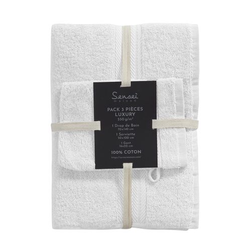 Ensemble De Bain 3 Pièces (1 Drap De Bain + 1 Serviette De Toilette + 1 Gant)   Luxury