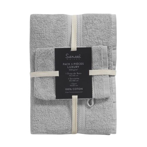 Ensemble De Bain 3 Pièces (1 Drap De Bain + 1 Serviette De Toilette + 1 Gant)   Luxury