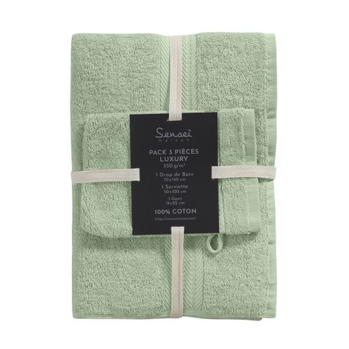 Ensemble De Bain 3 Pièces (1 Drap De Bain + 1 Serviette De Toilette + 1 Gant)   Luxury