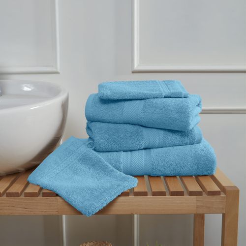 Ensemble De Bain 5 Pièces (1 Drap De Bain + 2 Serviettes De Toilette + 2 Gants) Luxury