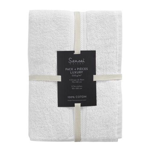 Ensemble De Bain 4 Pièces (2 Draps De Bain + 2 Serviettes De Toilette)   Luxury