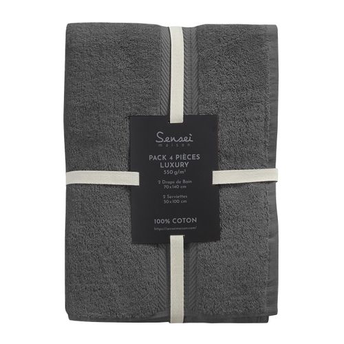 Ensemble De Bain 4 Pièces (2 Draps De Bain + 2 Serviettes De Toilette)   Luxury