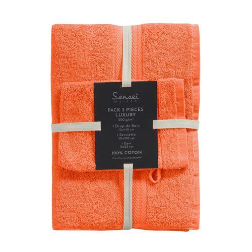 Ensemble De Bain 3 Pièces (1 Drap De Bain + 1 Serviette De Toilette + 1 Gant)   Luxury