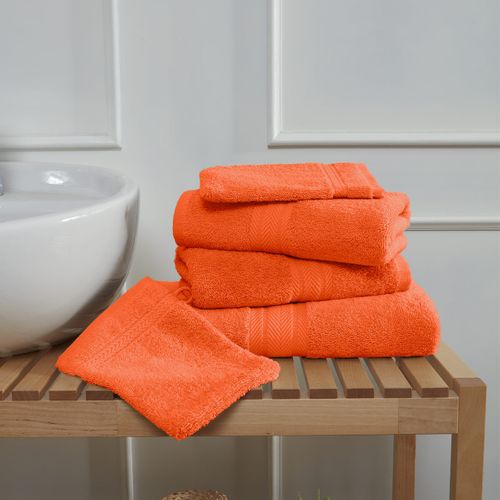 Ensemble De Bain 5 Pièces (1 Drap De Bain + 2 Serviettes De Toilette + 2 Gants)   Luxury