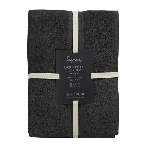 Ensemble De Bain 4 Pièces (2 Draps De Bain + 2 Serviettes De Toilette)   Luxury