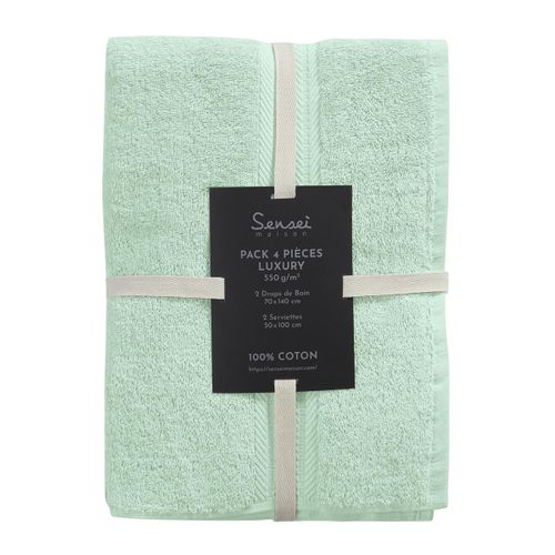 Ensemble De Bain 4 Pièces (2 Draps De Bain + 2 Serviettes De Toilette)   Luxury