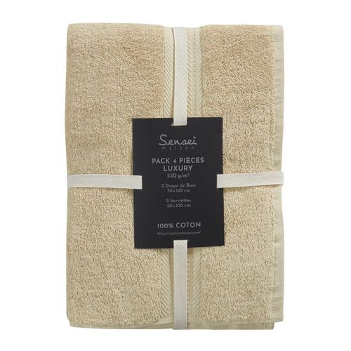 Ensemble De Bain 4 Pièces (2 Draps De Bain + 2 Serviettes De Toilette)   Luxury