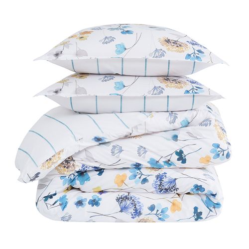 Parure De Lit Avec 2 Taies 65x65 Cm En Percale 200x200 Cm Agatha