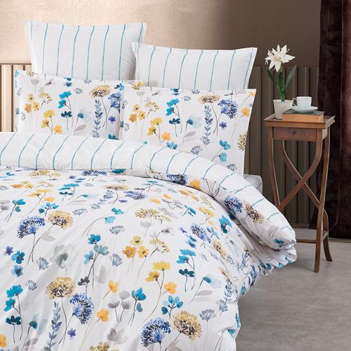 Parure De Lit Avec 2 Taies 65x65 Cm En Percale 140x200 Cm Agatha