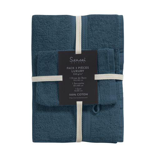Ensemble De Bain 3 Pièces (1 Drap De Bain + 1 Serviette De Toilette + 1 Gant)   Luxury