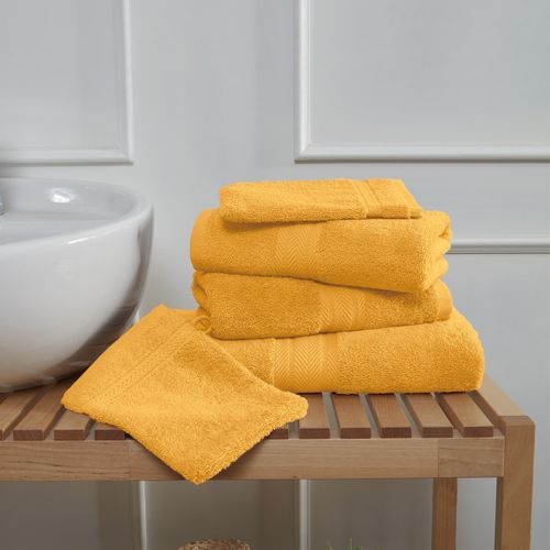 Ensemble De Bain 5 Pièces (1 Drap De Bain + 2 Serviettes De Toilette + 2 Gants)   Luxury
