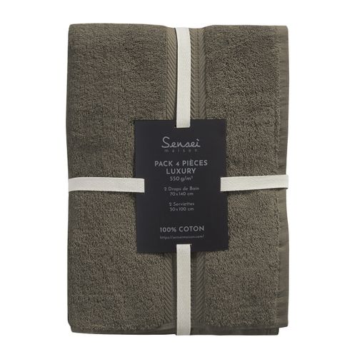 Ensemble De Bain 4 Pièces (2 Draps De Bain + 2 Serviettes De Toilette)   Luxury