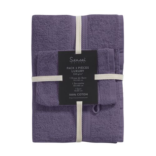 Ensemble De Bain 3 Pièces (1 Drap De Bain + 1 Serviette De Toilette + 1 Gant)   Luxury