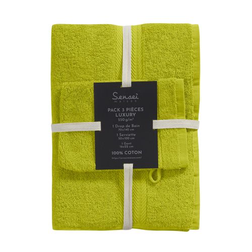 Ensemble De Bain 3 Pièces (1 Drap De Bain + 1 Serviette De Toilette + 1 Gant)   Luxury