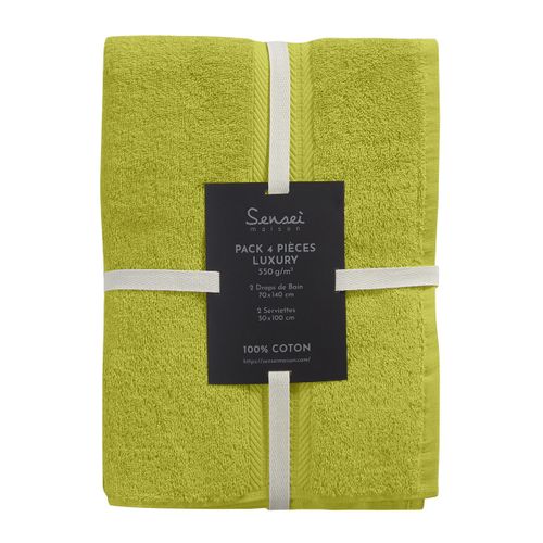 Ensemble De Bain 4 Pièces (2 Draps De Bain + 2 Serviettes De Toilette)   Luxury