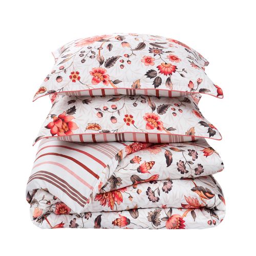 Parure Housse De Couette Satin + 2 Taies 65x65 Cm 240x220 Cm Incandescence