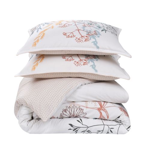 Parure De Lit Avec 2 Taies 65x65 Cm En Percale  240x220 Cm Marguerite