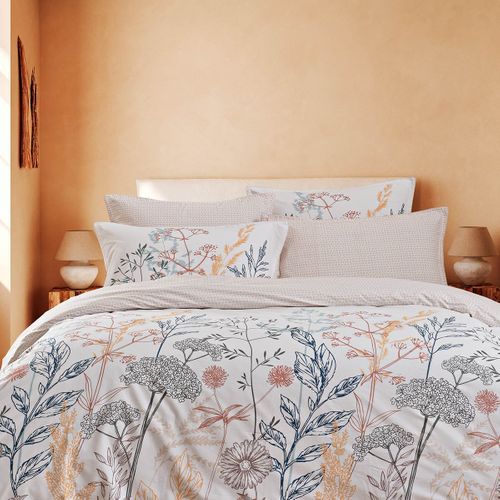 Parure De Lit Avec 2 Taies 65x65 Cm En Percale  260x240 Cm Marguerite