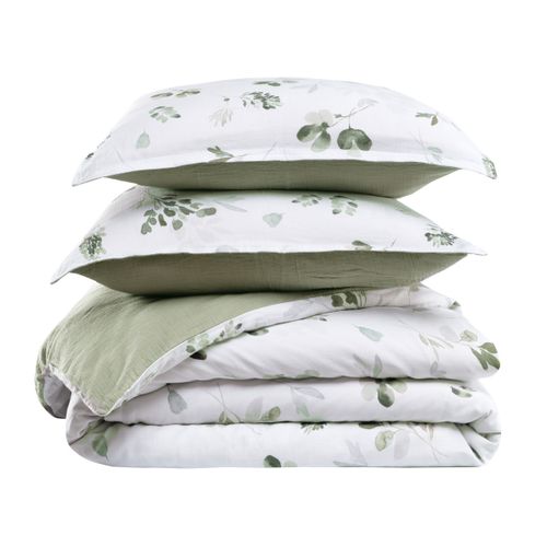 Parure Housse De Couette Gaze De Coton + 2 Taies 65x65 Cm 240x220 Cm Lola Loft