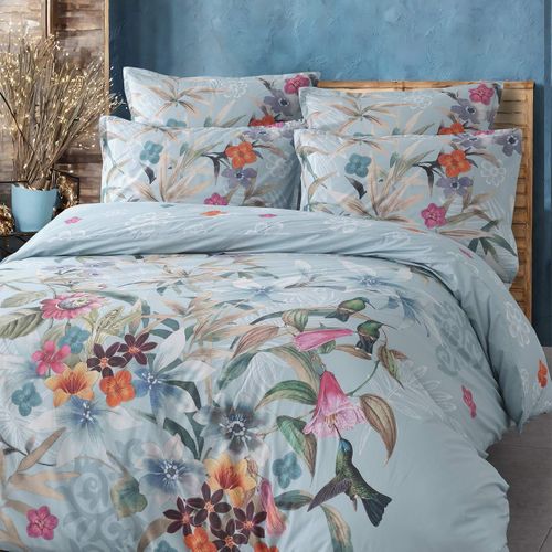 Parure Housse De Couette Percale De Coton Avec 2 Taies 50x70 Cm  140x200 Cm Birdie