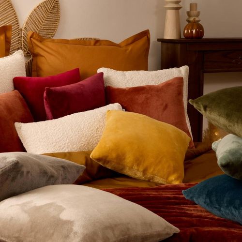 Coussin En Flanelle Uni "ollis" 38x38cm Rouge Grenat